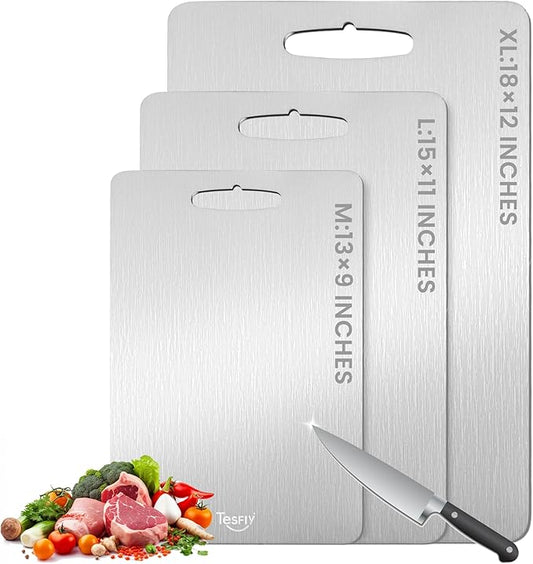 New Titanium Cutting Board-100% Pure Titanium Cutting Boards For Kitche,Easy to clean, Double-sided food-grade Cutting Board For Meats, Fruits And Vegetables（18 * 12）