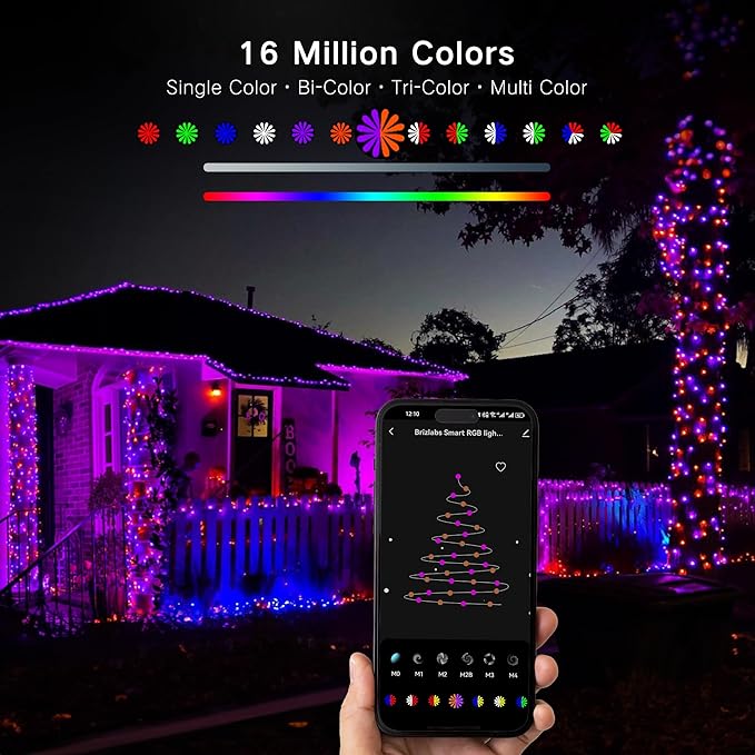Brizled Smart String Lights, 164ft 498 LED RGB String Christmas Lights App Controlled, Dimmable Outdoor Mini Light, Color Changing Christmas Tree Light Works with Alexa & Google Home