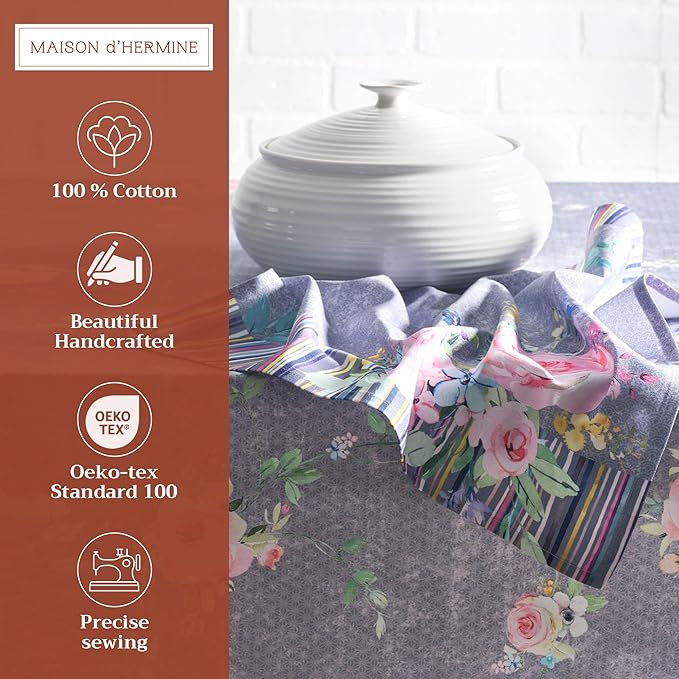 Maison d' Hermine Cloth Napkins Set of 4 100% Cotton Everyday Reusable Square Napkins Cloth Washable, Dinner, Party, Wedding, Restaurant, Spring/Summer (Sweet Rose Lavender - Lush, 20" x 20")