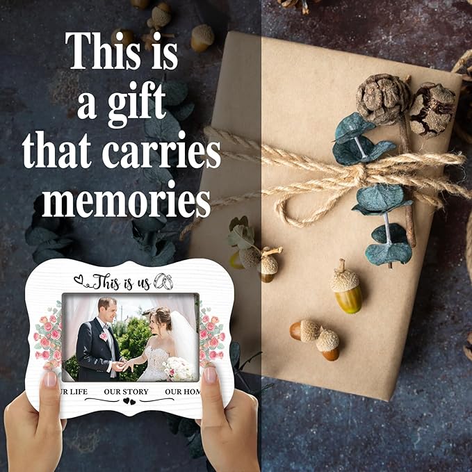 2025 Engagement Photo Frames（4X6"Photo） - This is us, our life, our story, our home - Couple Frames, Wedding Gifts For Newlyweds, Newly Married Bedroom Desktop Decoration Accessories - A02