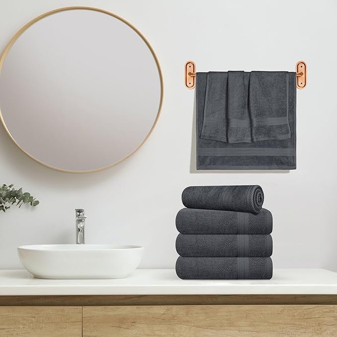 GLAMBURG Ultra Soft 6-Piece Hand Towel Set 16x28-100% Ringspun Cotton - Durable & Highly Absorbent Hand Towels - Ideal for use in Bathroom, Kitchen, Gym, Spa & General Cleaning - Charcoal Grey