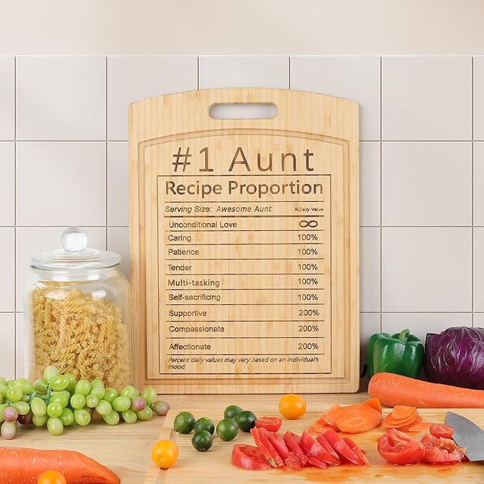 Joeyan Anut Birthday Recipe Cutting Board Gift from Niece Nephew, Personalized Engraved Kitchen Present Christmas, Large Size, Heavy Duty, 16x12x0.8"