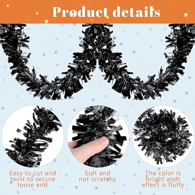 Dingion 59 Feet Christmas Tinsel Garland Metallic Twist Ornaments Hanging Glitter Xmas Garland for Christmas Tree Indoor Outdoor Decoration Party Supplies