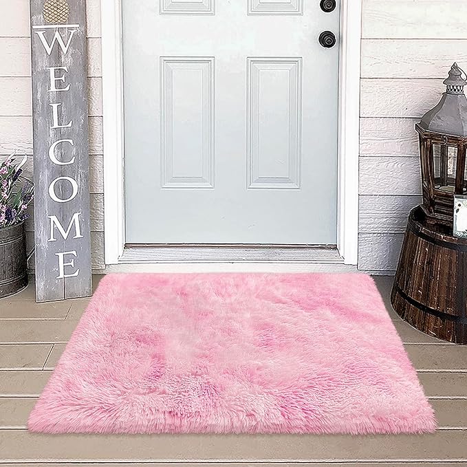 Small Area Rug for Bedroom 2x3ft Mini Tie-Dye Pink Fluffy Rug Mat Bedside Throw Rug for Kids Room Boys Teens Nursery Baby Dorm Living Room Home Decor Aesthetic Carpets