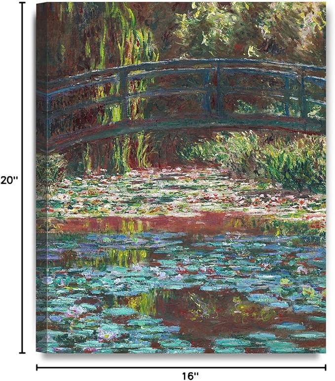 DECORARTS - Water Lily Pond 1900, Claude Monet Art Reproduction. Giclee Canvas Prints Wall Art for Home Decor 20x16