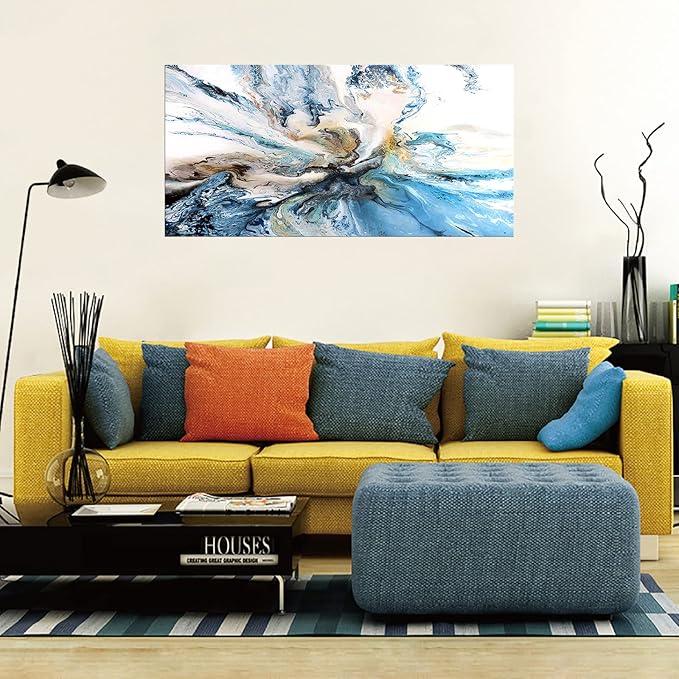 DZL Art A74975 Large Abstract Canvas Wall Art For Living Room Decoration Abstract Watercolor Picture Canvas Prints Painting for for Office Wall Decor Home Decorations