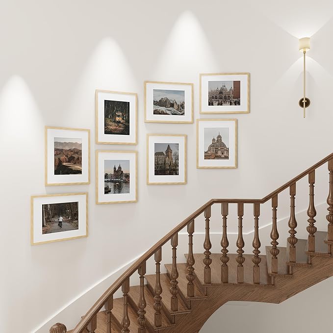 Vittanly 16x20 Picture Frame for Wall, Plexiglass, Displays Poster 11x14 with Mat or 16x20 without Mat, PVC Frame Material, Horizontal or Vertical Hanging, 1 Pack, Natural