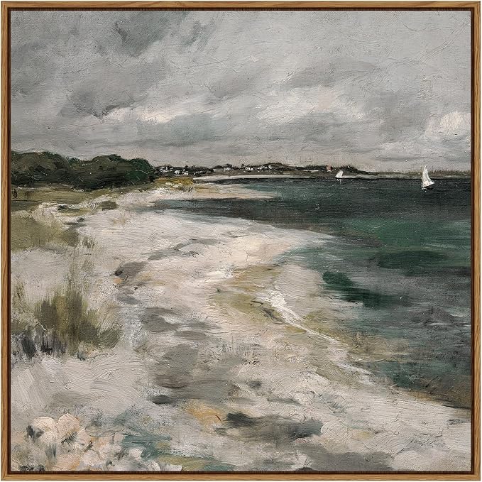 InSimSea Square Framed Canvas Wall Art, Room Decor Scenery Clouds Coastal Seaside Wall Decor, Canvas Oil Paintings Home Wall Artwork, Classical Art Prints for Living Room, Bedroom, Office 16"x16"