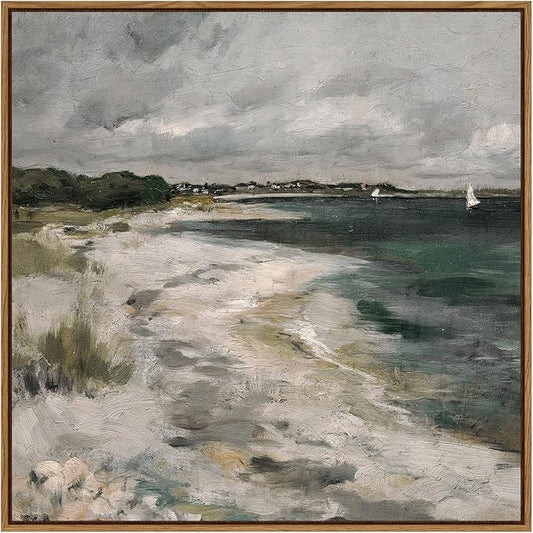 InSimSea Square Framed Canvas Wall Art, Room Decor Scenery Clouds Coastal Seaside Wall Decor, Canvas Oil Paintings Home Wall Artwork, Classical Art Prints for Living Room, Bedroom, Office 16"x16"