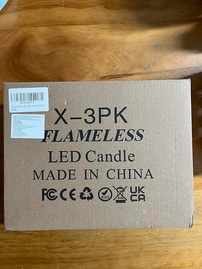 Da by Gold Flameless Candle, Battery-Powered Candle with Recessed String Light, LED Candle with 11-Button Remote, 24-Hour Timer Function, Dancing Flame, Real Wax