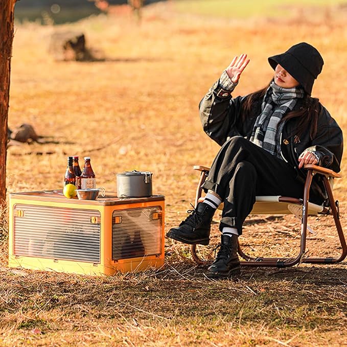 50 Liters Stackable Storage Bins, Closet Organizers with Lid, Wheels, Drawers, Foldable Collapsible Box for Clothes and Camping Out Doors Bins, Green