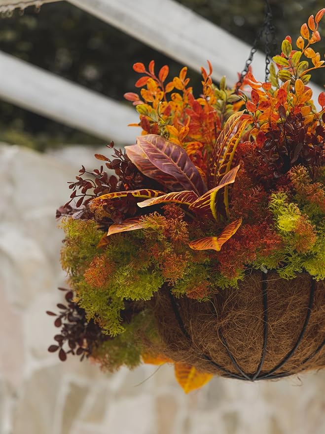 9pcs Fall Artificial Outdoor Branch with Seaweed Magnolia Leaves for Indoor Outside Hanging Plants Garden Porch Window Box Home Wedding Farmhouse Décor