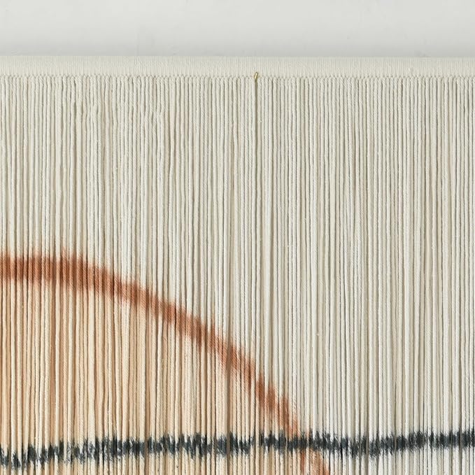 Jakalin Macrame Wall Hanging Large Sunset Dip Dye Boho Tapestry Handmade Woven Cotton Wall Art for Bedroom, Living Room, Above Bed Neutral Modern Minimalist Decor 57" Wx35 L