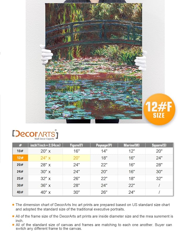 DECORARTS - Water Lily Pond 1900, Claude Monet Art Reproduction. Giclee Canvas Prints Wall Art for Home Decor 20x24''