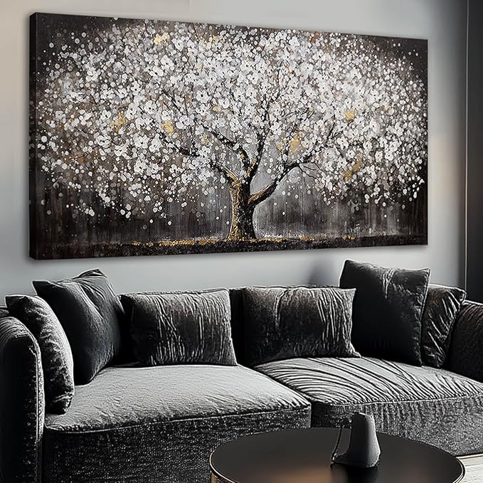 SDYA Plant Wall Pictures Large Neutral Canvas Paintings Black and White Hanging Art 24"x48" BedRoom Wall Decoration Farmhouse Kitchen Decor