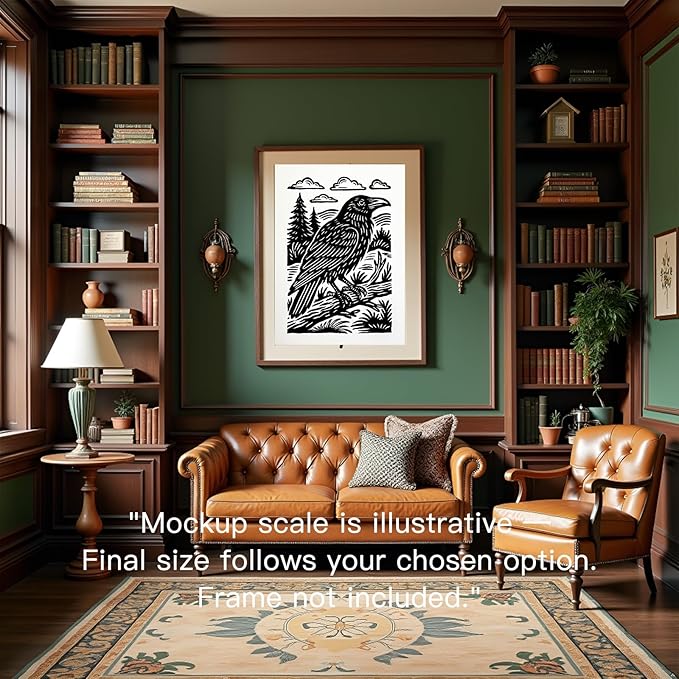 Caelumis Vintage Wall Art Decor Prints Black And White Pictures Posters For Farmhouse Living Bedroom Bathroom Room kitchen Handmade Unframed (Raven 12x16in)