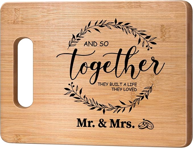 Wedding Gifts Bridal Shower Gifts for Bride and Groom Engagement Gifts for Couple 2025 Valentines Day Present for Husband and Wife Newlywed Marriage,Best Wedding Favors Engraved Bamboo Cutting Board