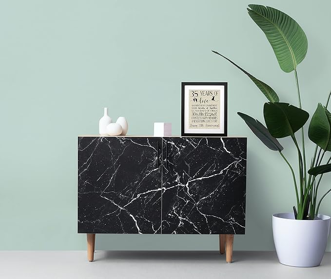 Framed 35 Years of Love Burlap Print, Gift for Parents Grandparents 35th Anniversary, Romantic Gifts for Couple 35 Years Anniversary, Happy 35th Anniversary Decoration