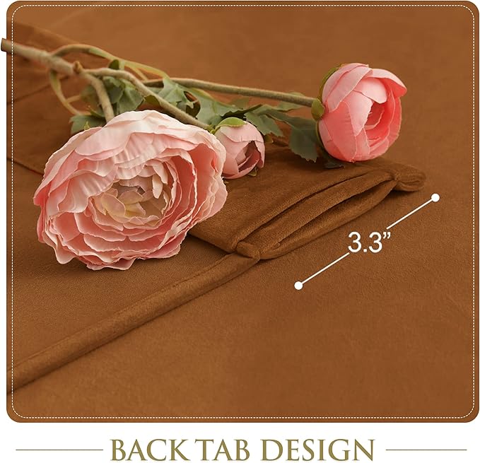 StangH Fall Curtains Back Tab Burnt Orange Curtains Insulated Room Darkening Velvet Drapes, Retro Privacy Window Door Panels for Living Room Home Decor, W52 x L105, 2 Panels