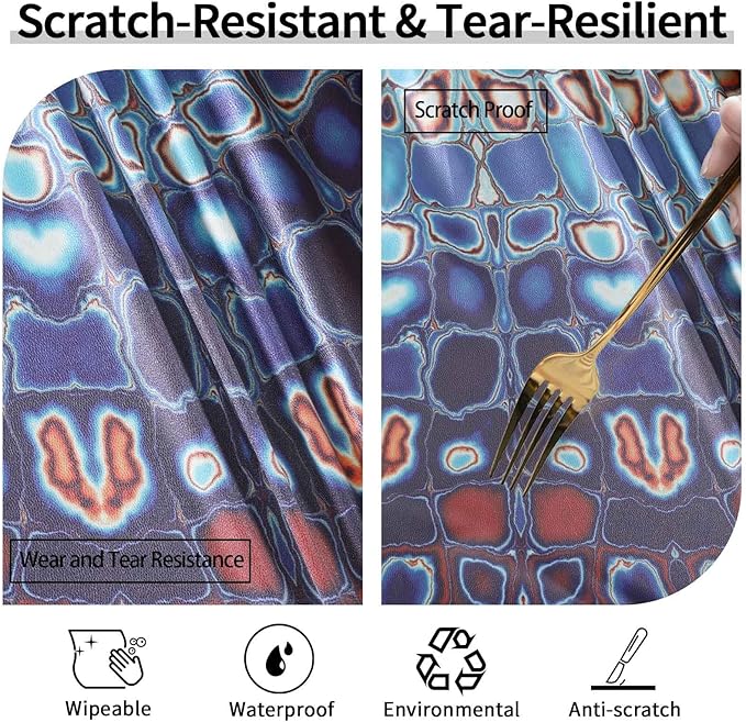 Fitted Round Tablecloth Bohemian Vinyl Patio Table Cloths for 36-44" Tables Camper Travel Vacation Accessories Living Room New HomeHouse Decorations Outdoor Road Trip Must Haves