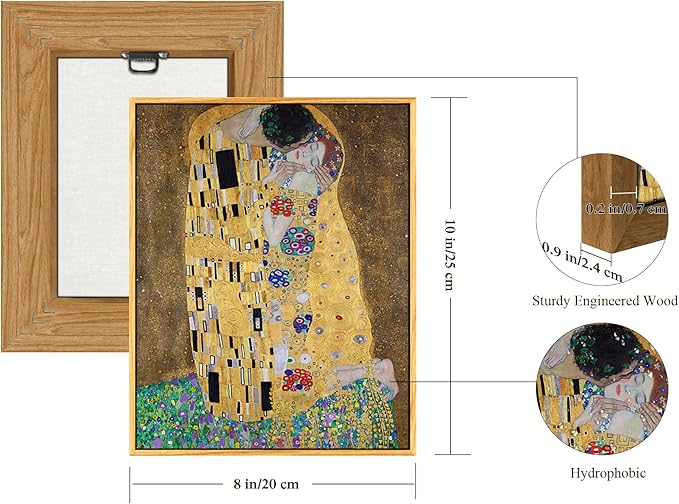 crmotu Vintage Framed Wall Art, Abstract Classical Portrait Canvas Painting, Lover Kiss Gold Art Prints, French Country Wall Pictures for Living Room Bedroom Kitchen Decorations Office Artwork 8x10in