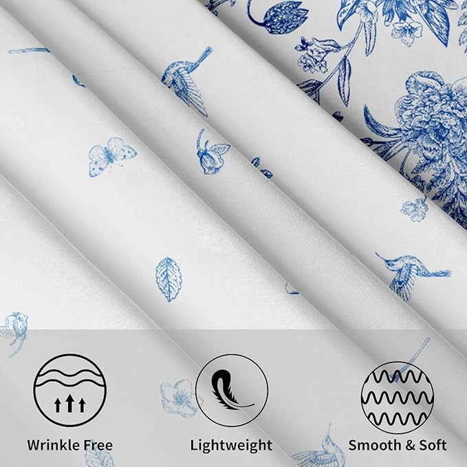 Spring Tablecloth 60 Inch Round Chinoiserie Floral Tablecloths Rustic Vintage Flower Tablecloths Blue Floral Bird Table Cloth Table Cover Spring Decoration for Home Holiday Party Kitchen Dining Picnic