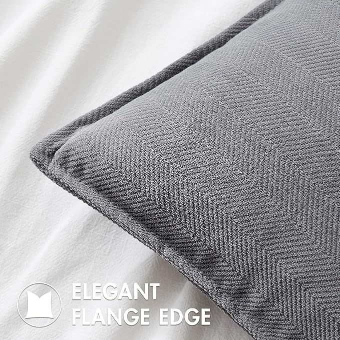 MIULEE Pack of 2 Grey Decorative Pillow Covers 16x16 Inch Soft Chenille Luxurious Couch Throw Pillows Farmhouse Cushion Covers with Elegant Design for Sofa Bedroom Living Room Home Decor