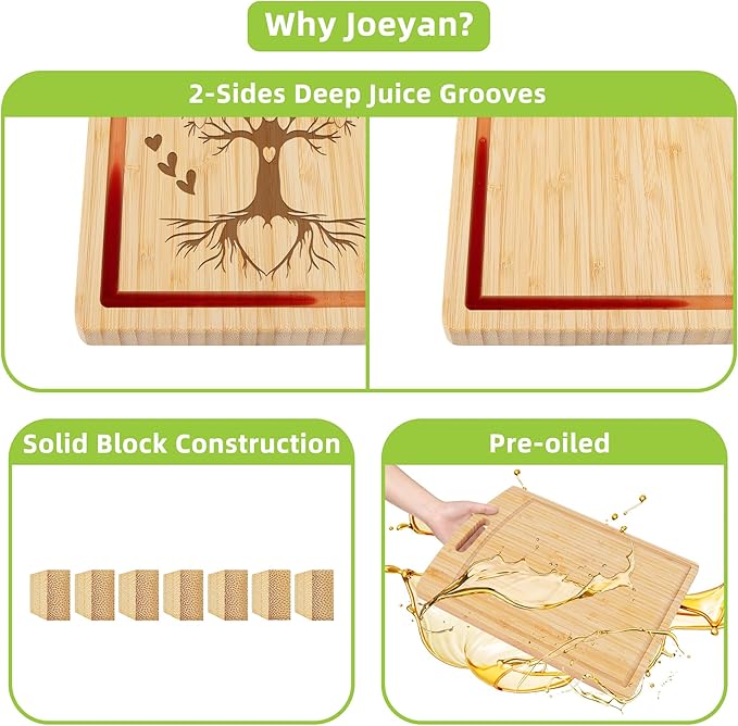 Joeyan Mother-in-Law Gift from Daughter-in-Law Son-in-Law, Personalized Engraved Cutting Board Kitchen Present for Birthday Christmas, Large Size, Heavy Duty, 16x12x0.8"