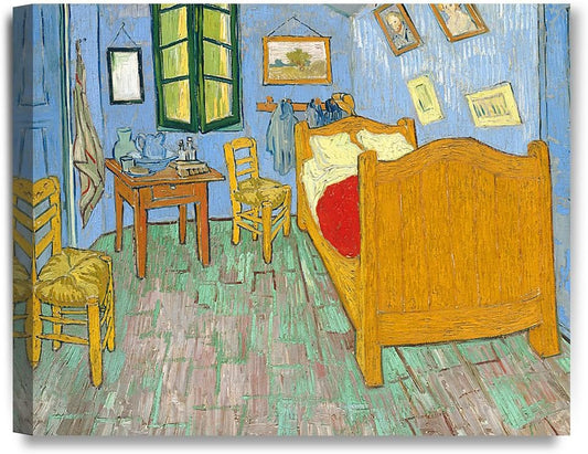 DECORARTS - Bedroom in Arles (Third version), Vincent Van Gogh Art Reproduction. Giclee Canvas Prints Wall Art for Home Decor 20x16