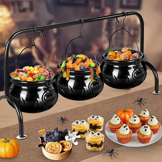 Halloween Decorations Halloween Party Decorations - 3 Ceramic Witches Cauldron Serving Bowls Set Hocus Pocus Witch Decoration Serving Cauldron for Party Supplies Home Kitchen Outdoor Indoor Decoration