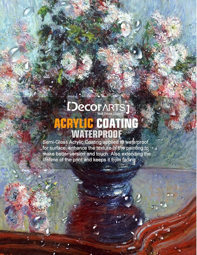 DECORARTS - Chrysanthemums, Claude Monet Art Reproduction. Giclee Canvas Prints Wall Art for Home Decor 20x16''