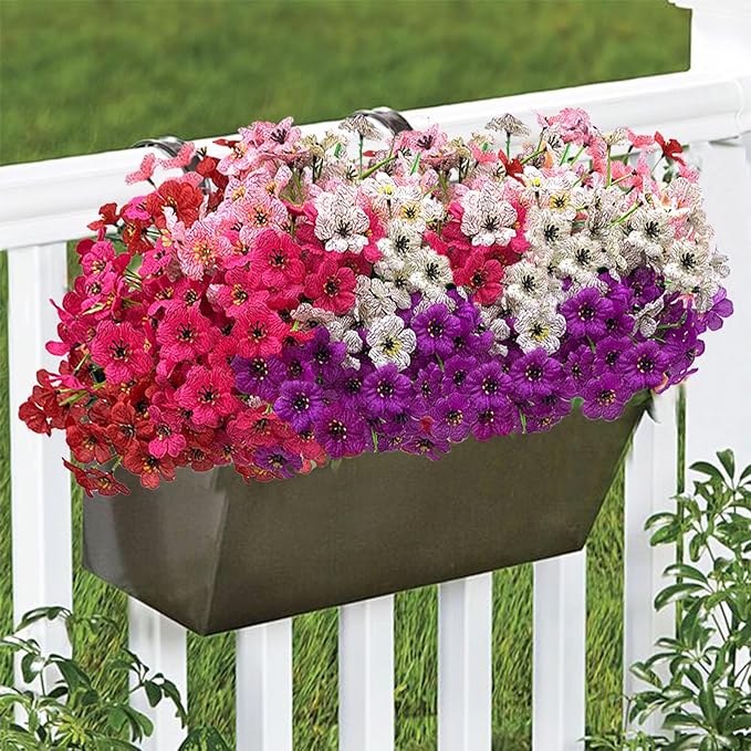 20 Bundles Artificial Flowers for Outdoors,Fake Silk Flowers with Plastic Plants for Outside,Faux mums Realistic Flowers for Window Box Yard Front Porch Balcoy Dector (Mixed Color)