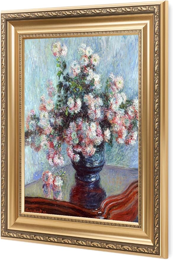 DECORARTS - Chrysanthemums Claude Monet Art Reproduction. Giclee Print& Museum Quality Framed Art for Wall Decor. Framed size: 26x22