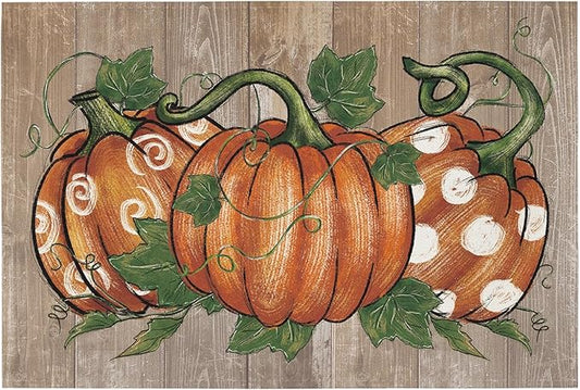 Artoid Mode Wood Pumpkins Fall Placemats, 24x36 Inch Extra Large Table Mats for Kitchen Countertop Protector Dining Decoration