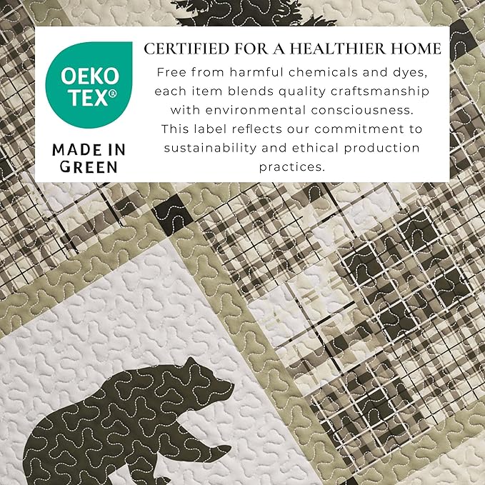 Great Bay Home Lodge Bedspread Twin/Twin XL Size Kid's Quilt Set with 1 Sham. Cabin 2-Piece Reversible All Season Quilt Set. Rustic Quilt Coverlet Bed Set. Stonehurst Collection.