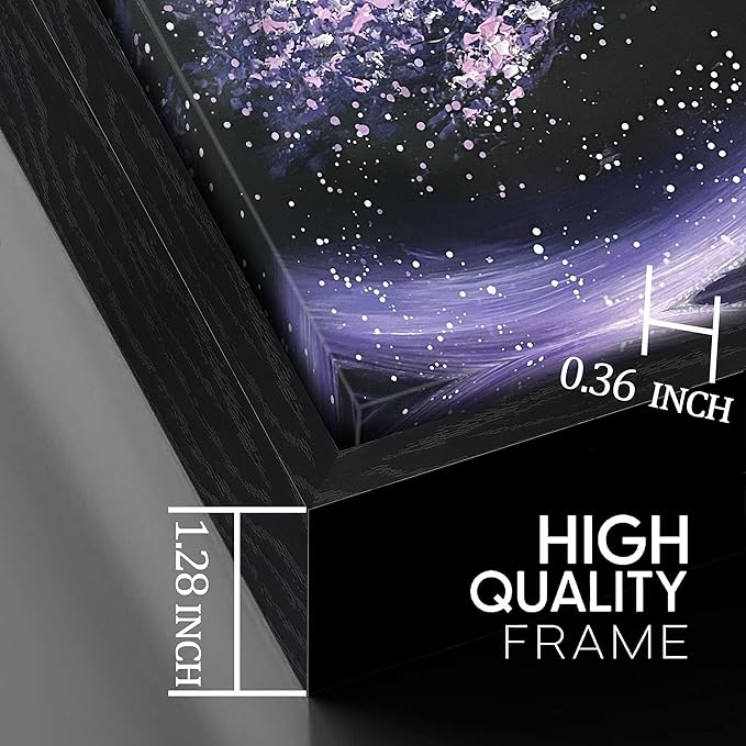 Purple Tree Hand Painted Wall Decor for Living Room - Modern Canvas Wall Art for Bedroom - Black Large Framed Wall Art Size 29" x 59"