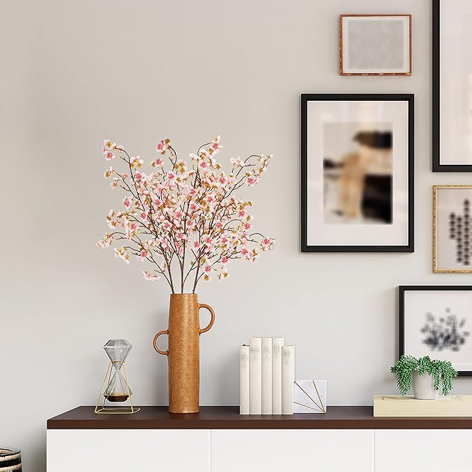 Uieke Silk Cherry Blossom Branches, 40.5in Artificial Cherry Blossom Flowers Long Stems Fake Flowers Vase Arrangements for Wedding Home Japanese Decor, Set of 3, Pink
