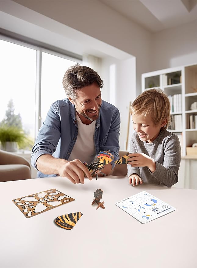 Preschool Toys Eco-Friendly Science Kits & STEM Projects, 3D Paper Puzzle for Kids 7+, Ideal for Homeschooling Supplies, Early Development Tools-Butterfly Series, 3 Colour