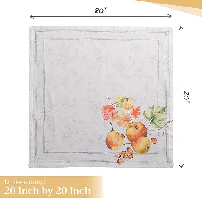 Maison d' Hermine Cloth Napkins Set of 4 100% Cotton Everyday Reusable Square Napkins Cloth Washable, Dinner, Party, Wedding, Restaurant (Fruit D'Hiver, 20" x 20")