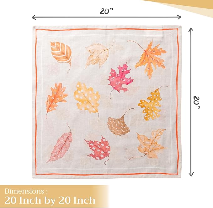 Maison d' Hermine Cloth Napkins Set of 4 100% Cotton Everyday Reusable Square Napkins Cloth Washable, Dinner, Party, Wedding, Restaurant (Colors of Autumn, 20" x 20")