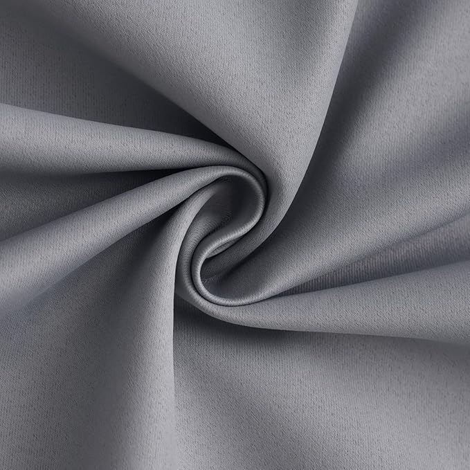 Yakamok 100% Blackout Curtain Panels 72 inches Cold and Light Blocking Drapes for Nursery, 2 Thick Layers Thermal Insulated Draperies (2 Pieces, 50 Wide Each Panel, Grey Front with White Backing)