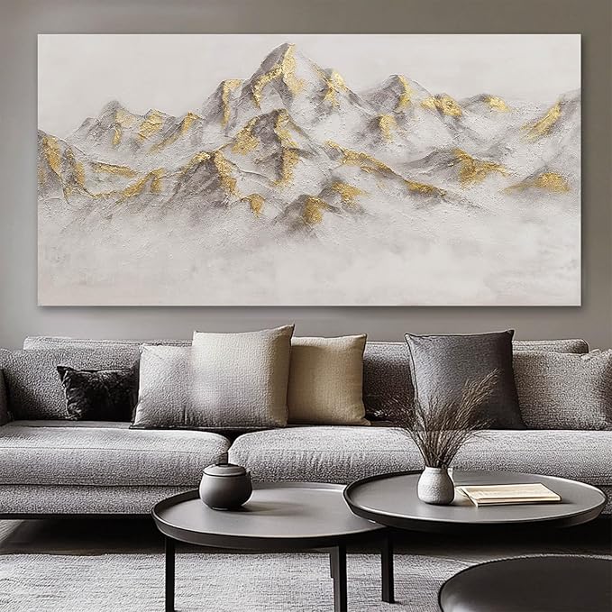 SDYA Grey and Gold Wall Decor Landscape Canvas Paintings 29"x58" Wall Decorations for Living Room Poster for Bedroom Contemporary Art