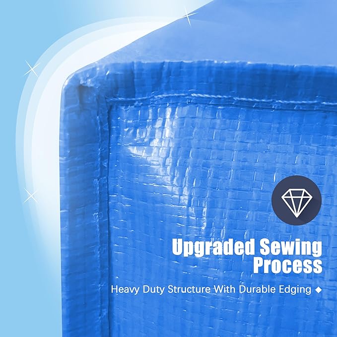 4 Pack Large Strong Moving Bags with Zippers & Carrying Handles - Water-Resistant - Heavy Duty Storage Tote for Space Saving, Fold Flat, Alternative to Moving Box (Sky Blue)