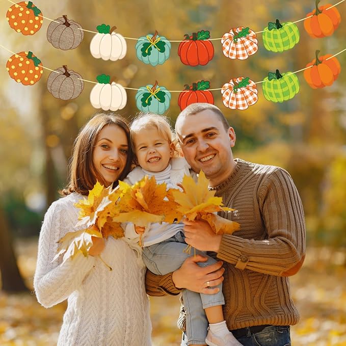 YQUQWN Fall Pumpkin Banner Fall Decorations for Home No DIY Little Pumpkin Birthday Banner for Autumn Harvest Thanksgiving Wall Decor Party Decorations Supplies Favors