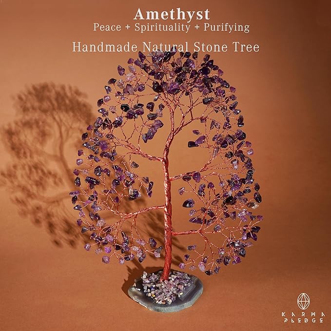Crystal Trees for Home and Office Decoration, Amethyst Chakra Healing Crystals Feng Shui Handmade Trees for Positive Energy, Money, Good Luck, Christmas Decor, Birthday Gifts for Women, Mom
