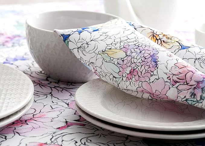 Maison d' Hermine Cloth Napkins Set of 4 100% Cotton Everyday Reusable Square Napkins Cloth Washable, Dinner, Party, Wedding, Restaurant, Spring/Summer (Floral Love, 20" x 20")