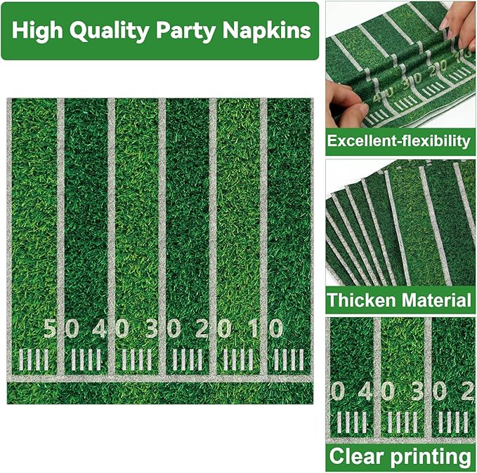 Football Oval Paper Plates Football Plates and Napkins Party Decorations Sport Rugby Theme Birthday Supplies 11inch Touch Down Dish Tray Dinnerware for Party Game Celebration, 25 Guest
