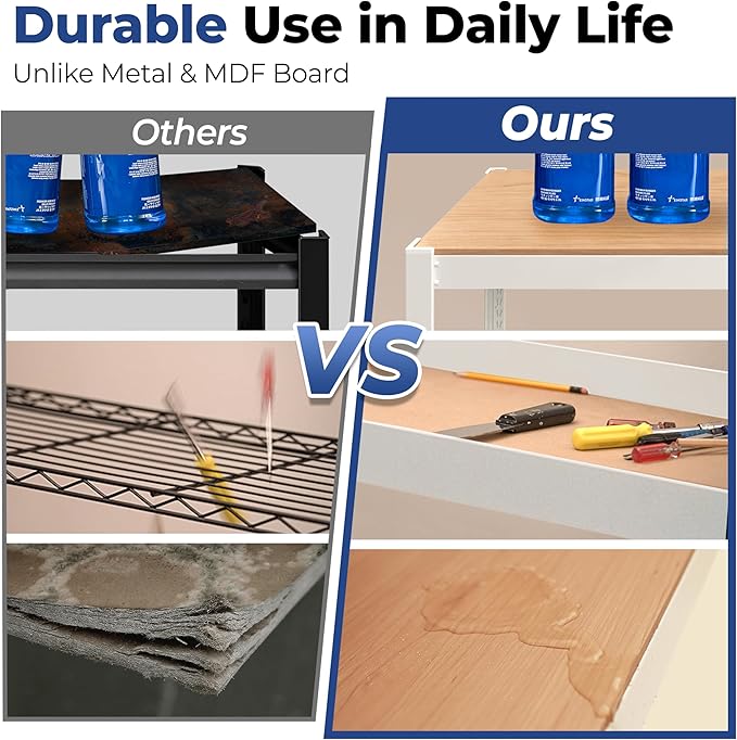 HOMEDANT House White 5-Tier Metal Boltless Rolling Cart Shelf Rack Casters Heavy Duty Wheel Shelving Unit Adjustable Storage Shelves Organizer Shelf Kitchen Garage 48.1" W x 18.5" D x 75.4" H 1Pack