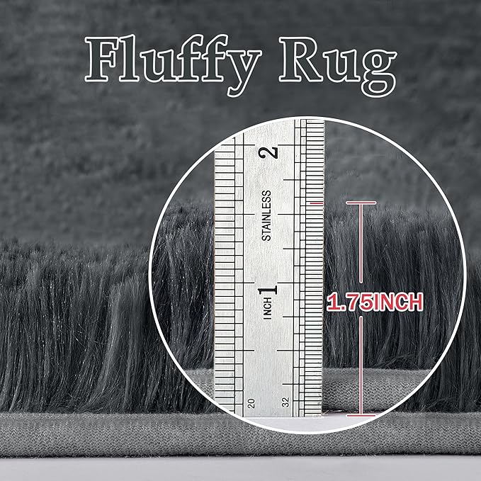 5x8 Area Rug for Living Room, Modern Grey Super Shag Shaggy Soft Washable Indoor Fuzzy Carpet Non-Slip Fluffy Rugs for Bedroom Home Aesthetic Decor