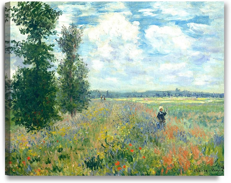 DECORARTS - Poppy Fields near Argenteuil, Claude Monet Art Reproduction. Giclee Canvas Prints Wall Art for Home Decor 30x24
